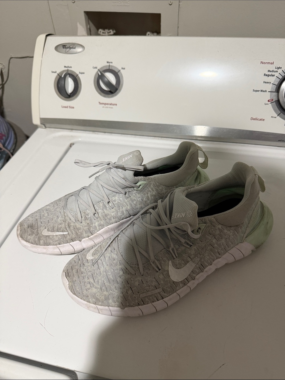 Nike Women's Light Gray and Pale Green Athletic Running Shoes